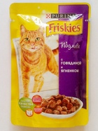 Friskies Фрискис пауч для взрослых кошек Говядина ягненок кусочки в подливе