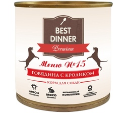 Best Dinner Меню №15 консервированный корм для собак говядина кролик