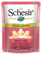 Schesir Шезир консервы для кошек Курица/говядина (пауч)