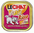 Lechat - Лешат консервы для кошек паштет  Мясо, кролик и печень