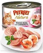 Petreet - Петрит консервы для кошек кусочки розового тунца с креветками