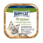 Happy Cat - Хэппи Кэт консервы для кошек Паштет с кусочками Ягненок с зеленой фасолью для кошек