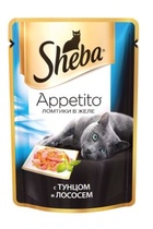 Sheba Appetito Шеба пауч для кошек Тунец/Лосось в желе