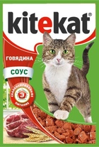 KiteKat - Китикет консервы для кошек пауч (говядина)