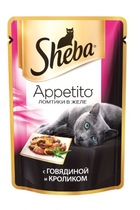 Sheba Appetito Шеба пауч для кошек  Говядина/Кролик в желе