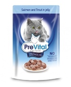 Prevital Premium Консервированный корм для кошек Кусочки в желе с лососем и форелью