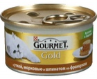 Gourmet Gold консервы для кошек Террин с уткой, морковью и шпинатом, кусочки в паштете