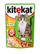 KiteKat - Китикет консервы для кошек Курица в соусе ( пауч )
