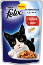 Felix Аппетитные кусочки Пауч для кошек Говядина с морковью в желе