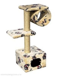 Зооник дом для кошки с 2-мя площадками и трубой (цв.мех) 400*360*980