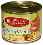 Berkley Poultry & Firest Berries №2 Беркли консервы для котят домашняя птица с лесными ягодами №2