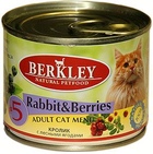 Berkley Rabbit & Firest Berries №5 Беркли консервы для кошек кролик с лесными ягодами №5