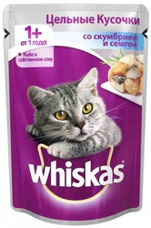 Whiskas Пауч д/кошек Скумбрия/семга в собственном соку