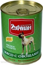 Четвероногий Гурман консервы для собак мясное ассорти мясо с овощами