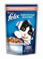 Felix Аппетитные кусочки Пауч для кошек Лосось с цуккини желе