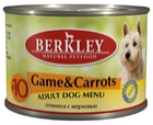 Berkley Game & Carrots Adult Dog Menu №10 Беркли конс для собак №10 Дичь с морковью