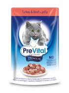 Prevital Premium Консервированный корм для кошек Кусочки в желе с индейкой и говядиной