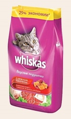 Whiskas - Вискас корм для кошек подушечки нежный паштет говядина/ягненок/кролик