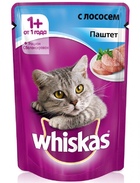 Whiskas Вискас пауч для взрослых кошек Паштет с лососем