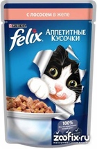 Felix Аппетитные кусочки Пауч для кошек Лосось в желе