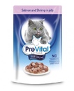 Prevital Premium Консервированный корм для кошек Кусочки в желе с лососем и креветками