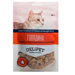 Delipet Делипет лакомство для кошек Говяжья печень со шпинатом и морковью