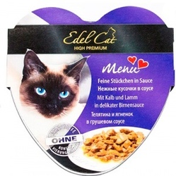 Edel Cat  Эдель Кет Нежные кусочки Телятина и ягненок в грушевом соусе для взрослых кошек