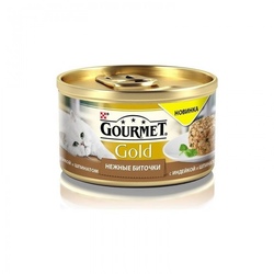 Gourmet Gold Нежные биточки консервы для кошек Индейка Шпинат