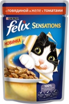 Felix Sensations Пауч для кошек Говядина, томат