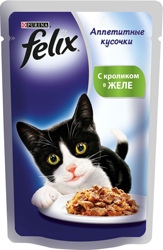 Felix Аппетитные кусочки Пауч для кошек Кролик в желе