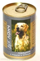 Dog Lunch - дог ланч консервы для собак говядина с рубцом и печенью в желе