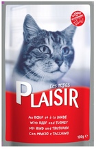 Plaisir Плезир консервы для кошек с говядиной и индейкой (пауч)