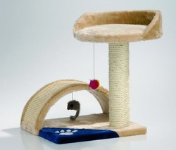 I.P.T.S. 408315 Когтеточка Мостик и столбик с местом, бежево-голубой 35*35*44см