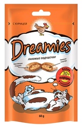 Dreamies лакомые подушечки для кошек с Курицей