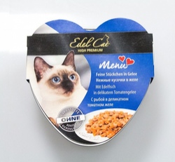 Edel Cat  Эдель Кет Нежные кусочки С рыбой в деликатном томатном желе для взрослых кошек