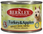 Berkley Turkey & Apples Adult Dog Menu № 3-консервы дял собак Индейка и яблоко