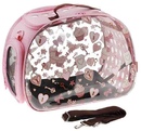 Ibiyaya -Ибияя складная сумка-переноска для собак и кошек до 6 кг прозрачная/розовая дизайн Сердечки