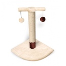 Lion Когтеточка-cтолбик угловая с двумя помпонами, сизаль, искусственный мех KD016