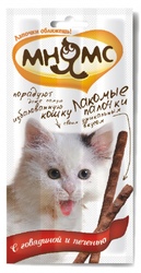 Лакомство Мнямс Лакомые палочки для кошек с говядиной и печенью 5гр