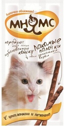 Лакомство Мнямс Лакомые палочки для кошек с цыпленком и печенью 3х5гр