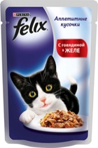 Felix Аппетитные кусочки Пауч для кошек Говядина в желе