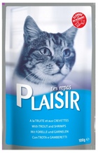 Plaisir Плезир консервы для кошек с форелью и креветками (пауч)