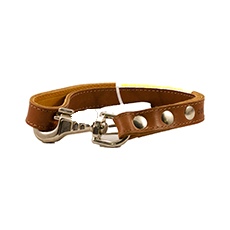 Collar Водилка-ручка кожаная двойная прошитая, коричневая
