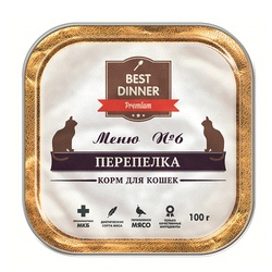 Best Dinner Меню №6 Бест Диннер консервированный корм для кошек с перепелкой