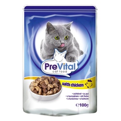 Prevital Classic Консервированный корм для кошек Кусочки в соусе с курицей