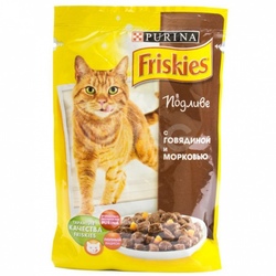 Friskies Фрискис пауч для взрослых кошек Говядина с морковью кусочки в подливе