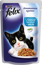 Felix Аппетитные кусочки Пауч для кошек Форель с зеленой фасолью в желе