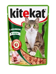 KiteKat - Китикет консервы для кошек Кролик в соусе (пауч)