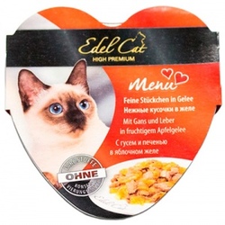 Edel Cat  Эдель Кет Нежные кусочки с гусем и печенью в яблочном желе для взрослых кошек